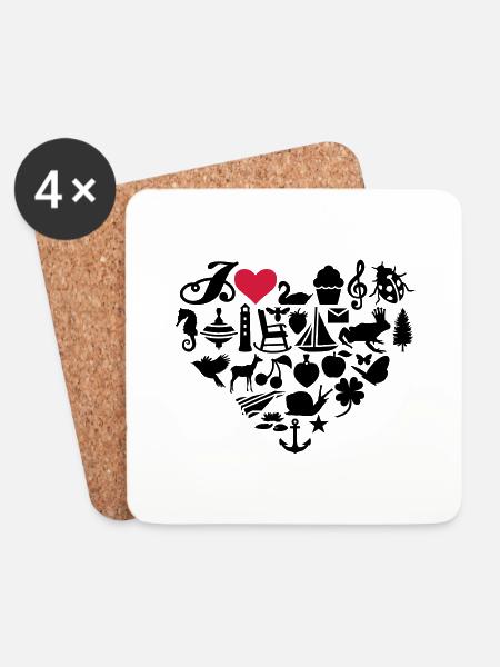 I love - Coasters (set of 4) - white