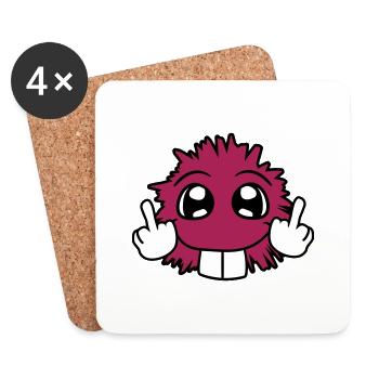Naughty wanker fuck you off insulting middle finger - Coasters (set of 4) - white - Front