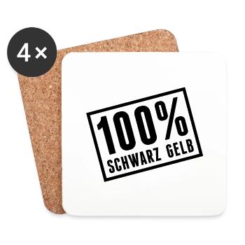 100_schwarz_gelb__f1 - Coasters (set of 4) - white - Front