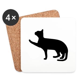 chat - Dessous de verre (lot de 4) - blanc - Devant
