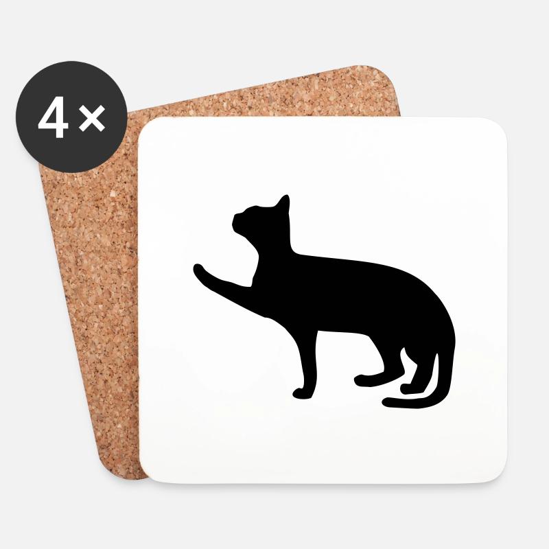 Katze - Untersetzer (4er-Set) - Weiß