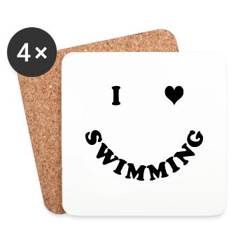 Schwimmen - I love Swimming - Coasters (set of 4) - white - Front