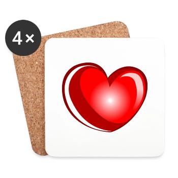 coeur gonflé.png - Dessous de verre (lot de 4) - blanc - Devant