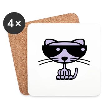 Cool Cat (Farbe) - Untersetzer (4er-Set) - Weiß - Vorne