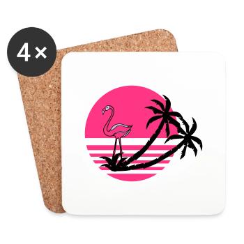 flamingo_island - Dessous de verre (lot de 4) - blanc - Devant