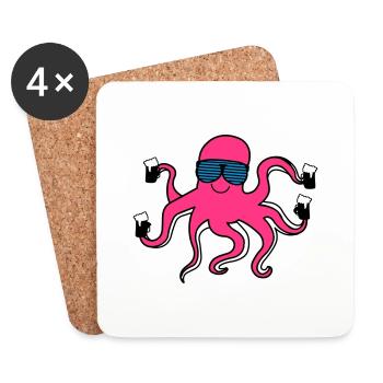 krake_mit_bier - Coasters (set of 4) - white - Front