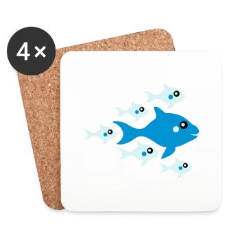 Cute Fish Babys And Mother - Dessous de verre (lot de 4) - blanc - Devant
