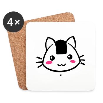 Onigiricat - chat onigiri - Coasters (set of 4) - white - Front