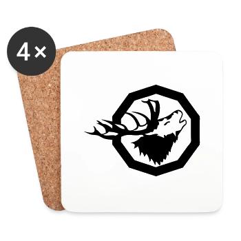 hunting logo deer - Coasters (set of 4) - white - Front