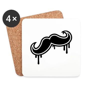 Moustache - Dessous de verre (lot de 4) - blanc - Devant