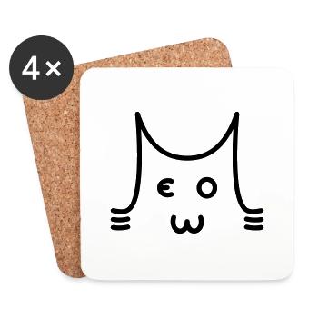 Chat - Dessous de verre (lot de 4) - blanc - Devant