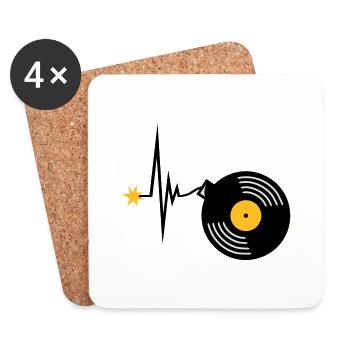 Heartbeat Vinyl Party Bomb - Dessous de verre (lot de 4) - blanc - Devant