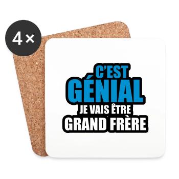c'est génial je vais être grand frère - Dessous de verre (lot de 4) - blanc - Devant