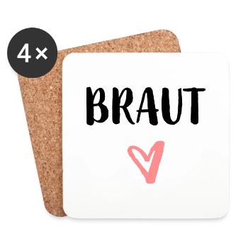 Bride's heart bachelor party wedding - Coasters (set of 4) - white - Front