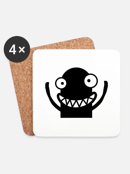 Funny Monster - Untersetzer (4er-Set) - Weiß