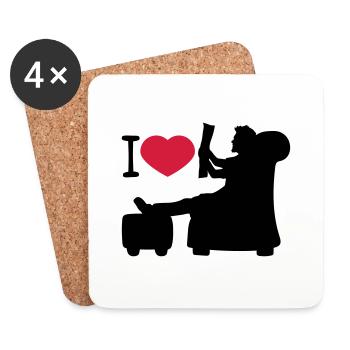 I love heart love newspaper read news wohnzi - Coasters (set of 4) - white - Front