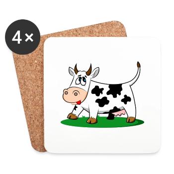Kuh Tier Lustig Geschenk Geschenkidee - Untersetzer (4er-Set) - Weiß - Vorne