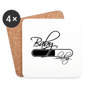 Baby Loading Girl - Coasters (set of 4) - white - Front