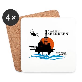 North Sea Aberdeen Oil Rig Platform - Coasters (set of 4) - white - Front