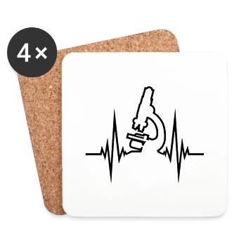 heartbeat microscope pulse frequency scientist - Coasters (set of 4) - white - Front