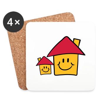 Süße Papa Mama Kind Haus Familie - Untersetzer (4er-Set) - Weiß - Vorne
