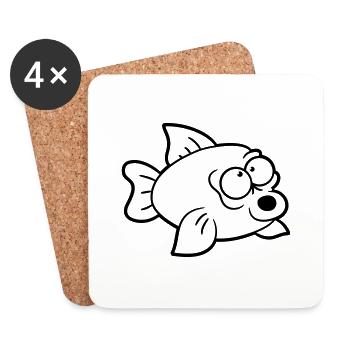 Poissons drôles - Dessous de verre (lot de 4) - blanc - Devant