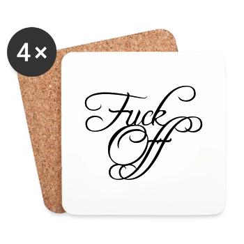 Fuck Off Edel Text - Untersetzer (4er-Set) - Weiß - Vorne