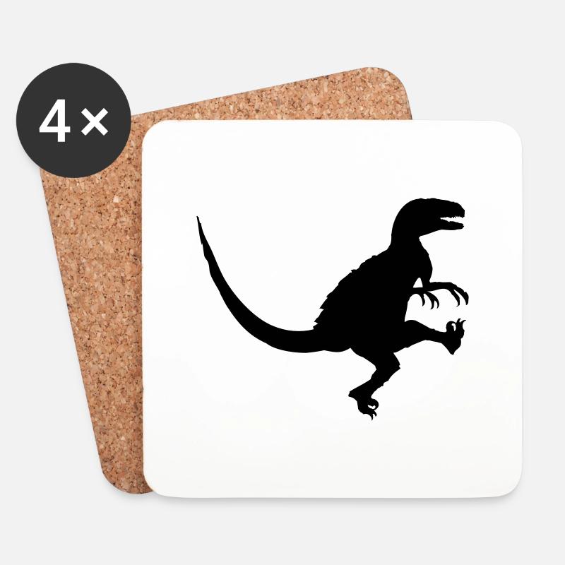 Tanzender angreifender Raptor T-Rex - Untersetzer (4er-Set) - Weiß