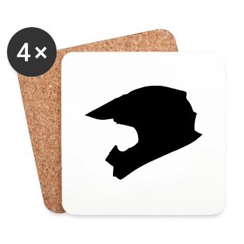 Motocross Helm - Untersetzer (4er-Set) - Weiß - Vorne