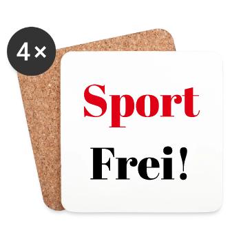 Sport Frei Sportlich Geschenk Bewegung Fun Spruch - Untersetzer (4er-Set) - Weiß - Vorne