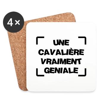 Equitation / Cheval / Cavalier / Cavalière / Sport - Dessous de verre (lot de 4) - blanc - Devant