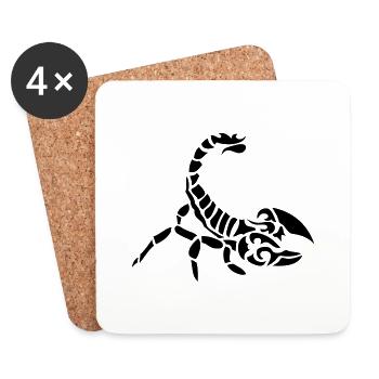 scorpion tribal - Dessous de verre (lot de 4) - blanc - Devant