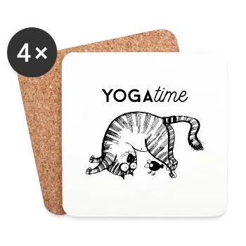 Cat Yoga Time Funny Graphic - Coasters (set of 4) - white - Front