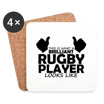 brilliant rugby player - Coasters (set of 4) - white - Front