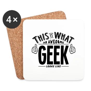 awesome geek looks like pro design - Coasters (set of 4) - white - Front