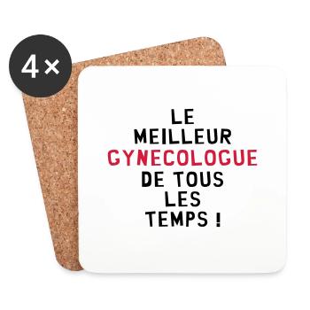 Gynéco / Gynecologue / Médecin / Gynécologie - Dessous de verre (lot de 4) - blanc - Devant