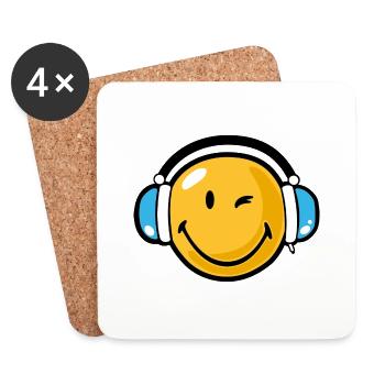 Smiley headphones - Untersetzer (4er-Set) - Weiß - Vorne