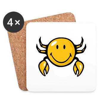 Smiley Crab - Untersetzer (4er-Set) - Weiß - Vorne