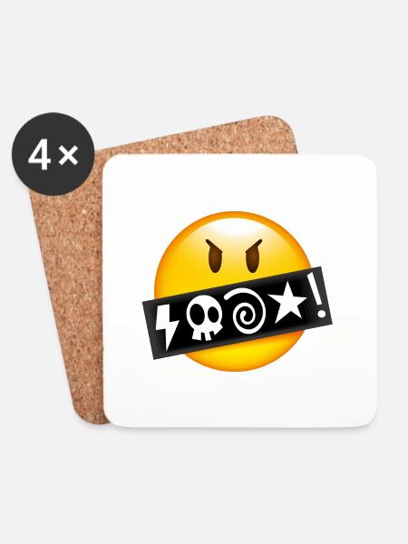 Smiley Swearing - Untersetzer (4er-Set) - Weiß