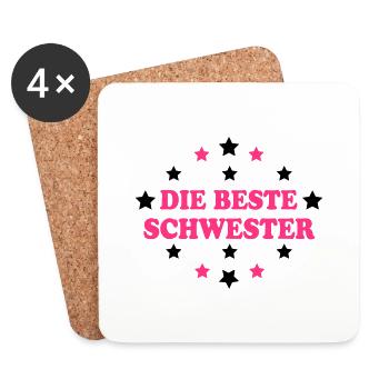Die beste schwester - Dessous de verre (lot de 4) - blanc - Devant