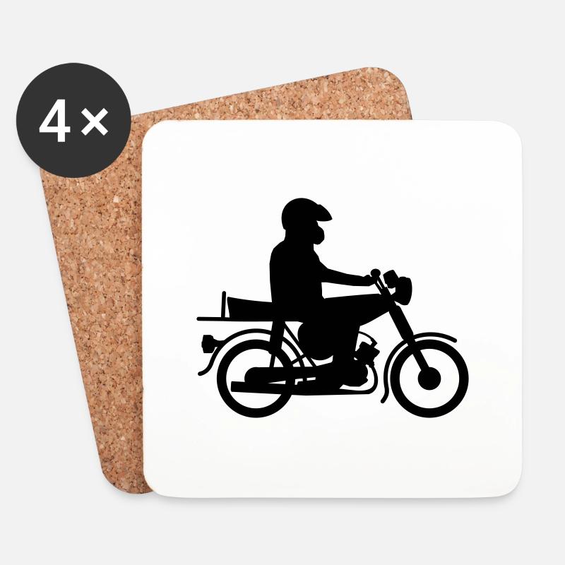 Simson mit Fahrer - Untersetzer (4er-Set) - Weiß