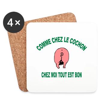 cochon - Dessous de verre (lot de 4) - blanc - Devant