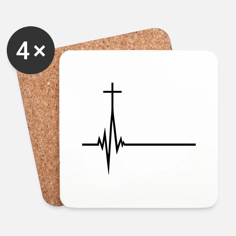 puls frequenz leben pulsschlag herzschlag jesus ch - Untersetzer (4er-Set) - Weiß