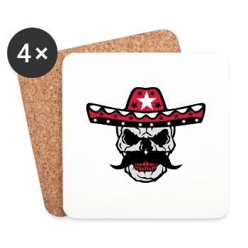 tete de mort chapeau mexicain crane 58 - Dessous de verre (lot de 4) - blanc - Devant