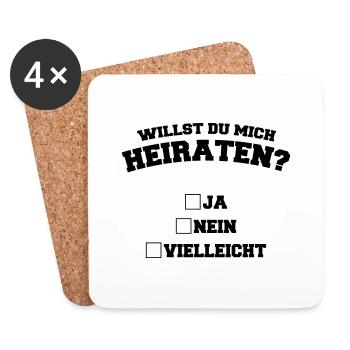 willst_du_mich_heiraten_1 - Untersetzer (4er-Set) - Weiß - Vorne