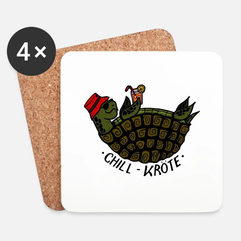 Chill-Kröte - Schildkröte am chillen - Untersetzer (4er-Set) - Weiß