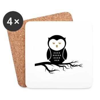 owl_02 - Dessous de verre (lot de 4) - blanc - Devant