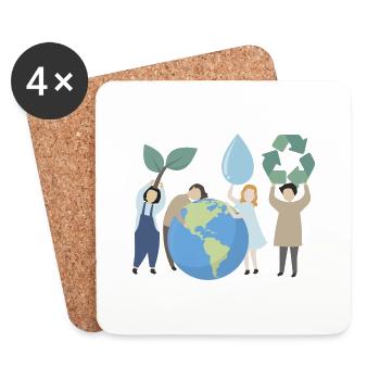 Planète verte - Dessous de verre (lot de 4) - blanc - Devant