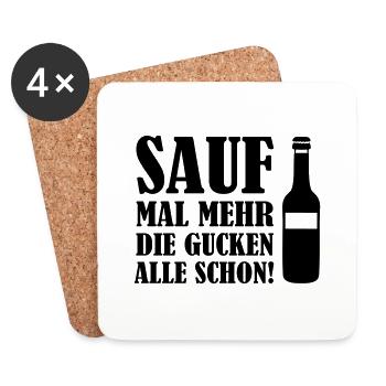 sauf_mal_mehr_03 - Untersetzer (4er-Set) - Weiß - Vorne