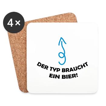 der_typ_braucht_ein_bier_002 - Untersetzer (4er-Set) - Weiß - Vorne